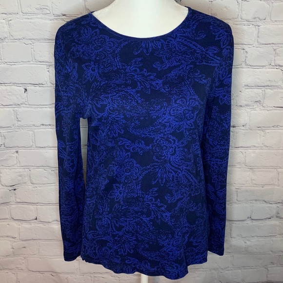 RALPH LAUREN Blue paisley long sleeve top